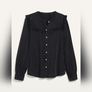 NWT Old Navy Chambray Ruffle Yoke Button Shirt - size Small